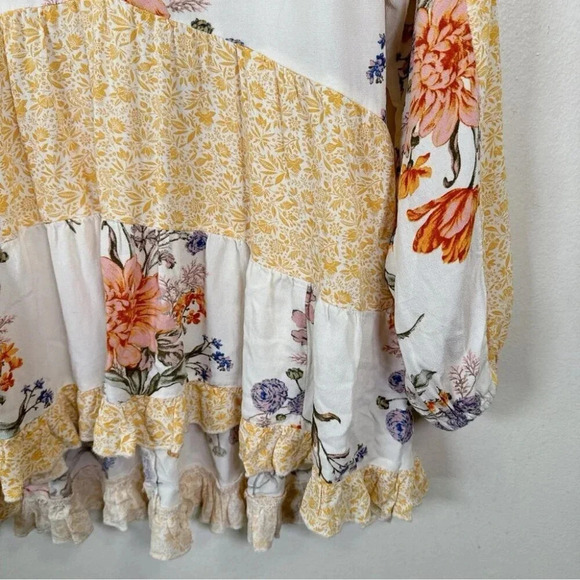 American  Eagle Womens Size Small Floral Bohemian Tunic Blouse - Picture 8 of 16